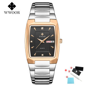 WWOOR Watch Mens Square Waterproof Quartz Watch Top Brand Luxury Business Watch Free Box-8837