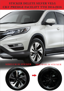 STIKER/STICLER DELETE SILVER PELEK/VELG HONDA CRV 2014-2017
