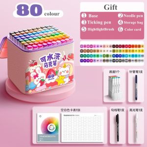 Colour pen Washable Marker Pen Set Kids Watercolor Pens Painting Safe odorless 24/48/80 Color stationery Student