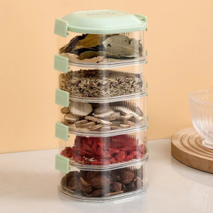 Multi-Layer Stackable Freshness Organizer Food Grade Sealed Box Preservation Fridge Organizer Cover Sealed  Dustproof Spice Container Transparent Design