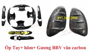 Ốp tay nắm Hõm cửa ốp Gương cacbon xe Honda BRV 2023 - nay vân Carbon fiber cao cấp