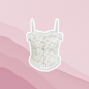 3in1 One Set Korean Style ( Kemeja Basic Rok Susun  Tanktop Korean Lace Pearl Floral ) - KA149