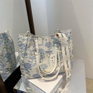 JUTBONG Floral Shoulder Bag Embroidery Casual Shopping Bag Fashion Large Capacity Tote Bag For Women