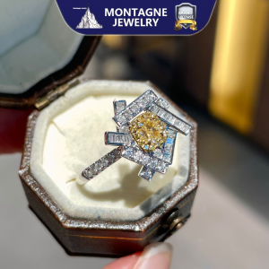 Montagne Jewelry 18K Pure Gold Ring Diamond Inset Fashion Design Fine Jewellery Natural Yellow Diamond Ring