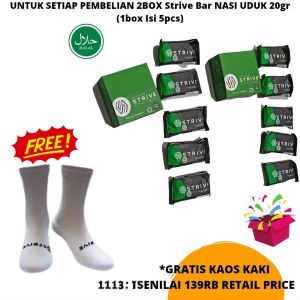 STRIVE BITE NASI UDUK ENERGY BAR 2BOX ISI 10PCS 20gr FREE KAOS KAKI