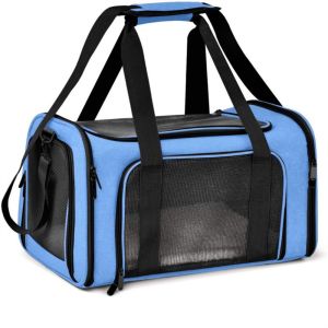 SWEET ELVES Collapsible Pet Carrier Privacy Protection Soft Sided Dog Carrying Case Easy Storage Removable Fleece Pad Cat Bag Dog