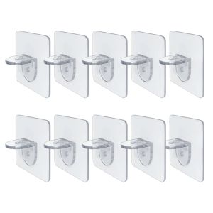 10 Giá treo kẹp dán dính hỗ trợ vách ngăn nhiều lớp cho tường/ tủ quần áo bằng nhựa không cần đục lỗ-INTL