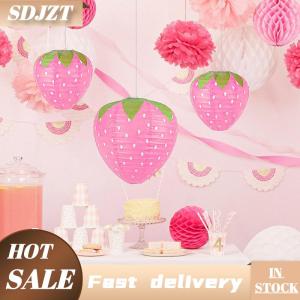 SDJZT 3D dâu tây giấy đèn lồng sinh nhật bé tắm bên trang trí treo dâu trang trí nền vườn trang trí