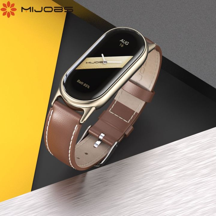Mi Band 8สายหนังสร้อยข้อมือสายนาฬิกาเปลี่ยนได้สำหรับ Xiaomi สมาร์ทแบนด์ ...