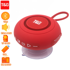 T&G TG-442 TWS HiFi Stereo Mini Portable Fabric Wireless Bluetooth Speaker with Holder and Detachable Suction Cup