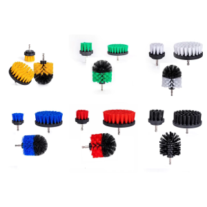 3Pcs Drill Brush Attachment Set Power Scrubber Wash Cleaning Brushes Tool Kit for Clean Car Wheel Tire Glass Window