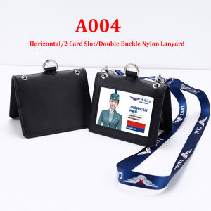 NEW Aviation Flight attendant Neck Lanyard Badge Holder Genuine Leather Staff Work Business air hostess Name Tag Id Lanyards Cards Badg