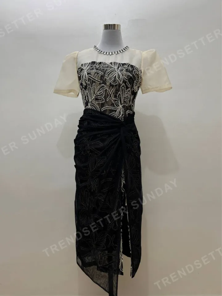 Modern Filipiniana Dress for Women - Modern Filipiniana Graduation Dress |  Oath Taking Outfit Asymmetric Polyester Spandex Dresses Elegant Short  Sleeve Puff Sleeves - Lazada | Lazada PH