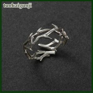 tuokaiguoji แหวนคู่แบบมีหนามแนวกอธิควินเทจสำหรับผู้ชายผู้หญิงแหวนแนวพังก์เถาองุ่นเปิดที่ไม่ปกติเครื่องประดับสำหรับงานเลี้ยงเครื่องประดับของขวัญ