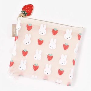 Miffy Strawberry Cute pvc Transparent Student Pencil Case Cartoon Printed Jelly Bag Cosmetic Storage cosmetic bag