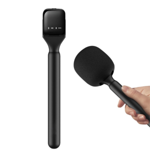 JIYAN2866 Handheld Lavalier Interview Microphone Adaptor Universal with Windproof Sponge Microphone Grip Stick Portable Black Mic Handle for DJI MIC