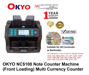 OKYO NC5100 Note Counter Machine (Front Loading) Multi Currency Counter  (note counter machine Banknote Counter Bill Counter Money Counting Machine
