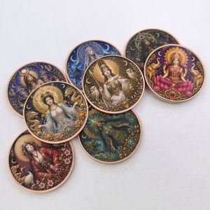 【discount store】8 Types Mythology Goddess Pattern Series 1oz .999 Pure Copper Commemorative Coin Color Printed Vintage Astrology Collectible Gif