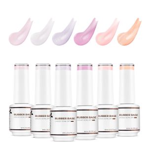 Nicedeco Hema Free Rubber Base Gel Polish for Nails Cruelty Free Vegan 6 Pcs Rubber Gel Nail Strengthener Nude Pink Polish Set 33
