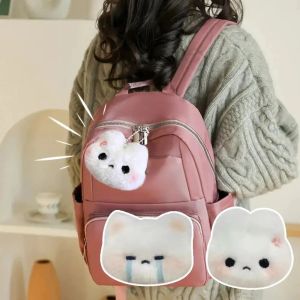 Cute Rabbit Fox Plush Pendant Keychain Girls Sweet Bunny Doll Schoolbag Hanging Ornament Kid Student Creative Expression Rabbit Keyring Toy