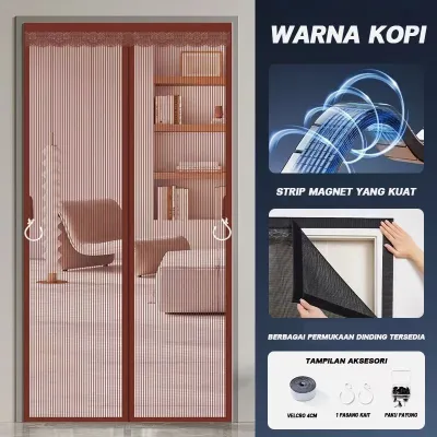 Tirai Magnet Elegan bahan Fiberglass 90x210cm 100x210cm / Premium Mesh Tidak mudah terbakar / Tirai Pintu kamar / Tirai anti nyamuk Tirai Pintu Magnet Anti Nyamuk Serangga