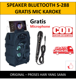 Speaker Bluetooth S288 Portable MKC JBK S-288 Gratis Mic Karaoke