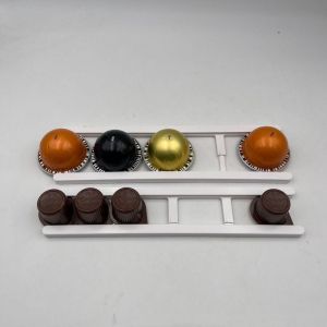 GUHEHARD 4pcs Adhesive Coffee Pod Keepers Wall Mounting Adjustable Coffee Capsule Rack Portable Compact Storage Coffee Pod Storage Organizer Under Cabinet