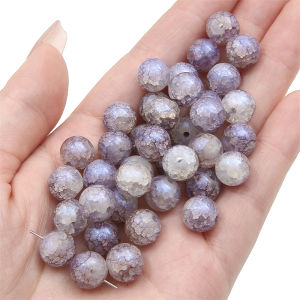 20pcs/bag 10mm Shiny Blue Light Pearl Crackle Crystal Glass Round Beads for Bracelet Necklace DIY Jewelry Making Accessories