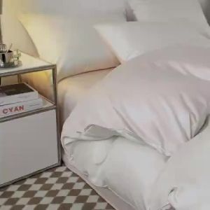 Light Luxury High-End Ice Silk Four-Piece Set for Naked Sleep Washable Bed Sheet and Duvet Cover Three-Piece Bedding Set for Summer LZD