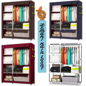 ORANGE Lemari Kain Portable 2 Sisi + Gantungan Motif Karakter dan Polos - Lemari Pakaian Anti Debu