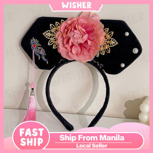 Childrens Palace Style Headband New Year Hair Accessories Girls Chinese Style Cute Plaid Headband Hairpin Palace Style Hair Bands