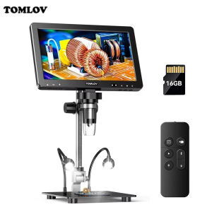 TOMLOV HDMI Digital Microscope 1500X DM9 Max 10.1" HD IPS 20MP Coin Microscope for Error Coins LCD Soldering Magnifier for Adult