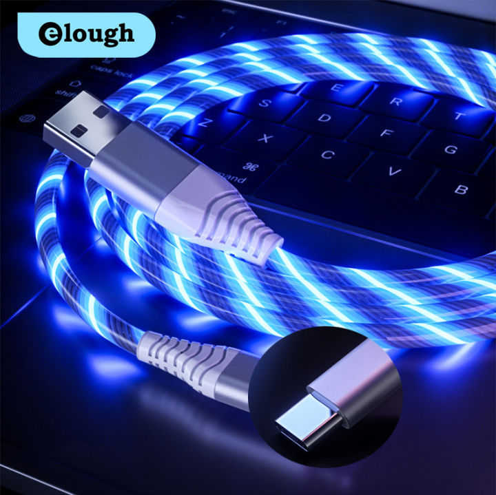 Elough Glowing LED Cable 3A Fast Charging Cable Luminous Micro USB Type