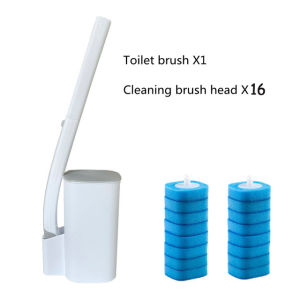 Upgraded Disposable Toilet Brush With Cleaning Liquid Wall-Mounted Long Handle Cleaner Tool For Bathroom With Replacement Brush Head Toilet Cleaning Brush Accessories