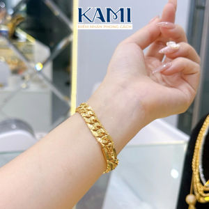 {loại 1} Lắc tay xích chạm nhỏ khoá hộp khắc ký hiệu Kami trang sức sỉ LXMNC69