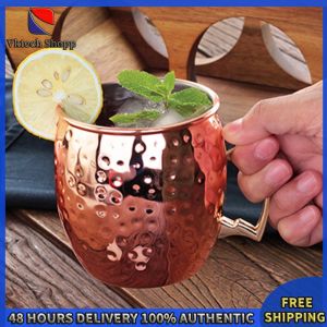 Vktech Copper Mug for Beer and Coffee 16oz Stainless Steel Durable Drinkware with Classic Copper Look for Home and Bar