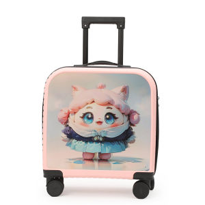 กระเป๋าเดินทางของเด็กล้อสากลไล่ระดับสีสำหรับการเดินทางและการเล่นเคสความจุขนาดใหญ่กระเป๋าเดินทางลายการ์ตูนน่ารักกระเป๋าลาก