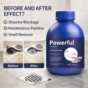 Small Blue Bottle Oxygen Bubble Drain Cleaner High Efficiency Eco-Friendly Oxygen Bubble Clogged Cleaner Drain Solution