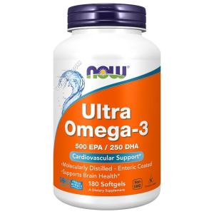 Thực Phẩm Bổ Sung NOW ULTRA OMEGA 3 - giúp duytrì chứng năng của não và thị lực. Những lợi ích này sẽ được cung cấp đầy đủ với định lượng 250mg EPA và DHA mỗi ngày. Mỗi 1 viên Ultra Omega 3 softgels cung cấp 500mg EPA và 250mg DHA