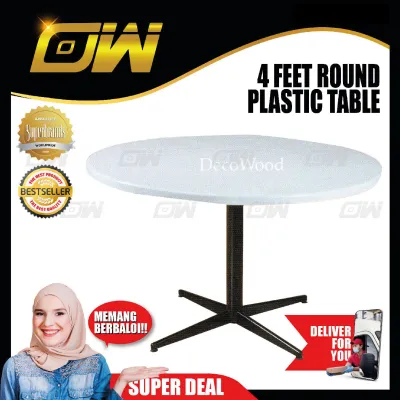4-Feet Round Plastic Table/Dining Table/Writing Table/Mamak Table L1200MM X W1200MM X H750MM