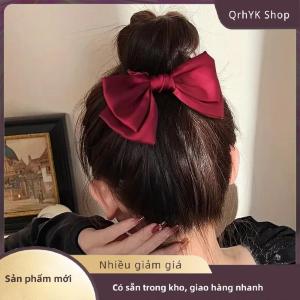 Hàng có sẵn✨ Pháp Bow scrunchie đàn hồi tóc Tie thanh lịch satin tóc Tie sang trọng kết cấu Phụ kiện cho sử dụng hàng ngày phụ nữ tóc phụ kiện