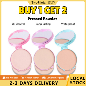 Trotinic 【buy1 get 2】LAMEILA Pressed Powder Makeup Setting Powder Long-lasting Concealer Waterproof Oil Control Not Take Off Makeup Soft Focus Setting Powderwith Mirror