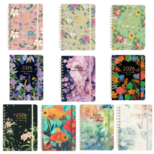 FEELDG Spiral Binding 2026 Planner Notebook A5 Size Index Tags Coil Diary Book Plan Schedule Simple Design Daily Plan Schedule School Supplies