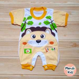 Baju Romper Bayi Jumper Anak Perempuan Laki Laki | Usia 0-5 Bulan Motif Lion Lucu Bahan Lembut