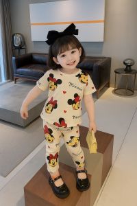 Setelan Piyama Anak Cewek Bahan Katun Lengan Pendek Celana Panjang Usia Anak 3 Bulan-10 Tahun