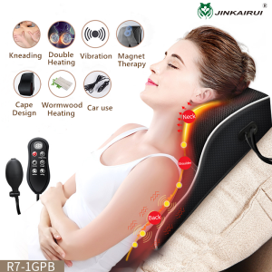 Jinkairui Neck Massager Massage Pillow Kneading Shiatsu Heating Vibrator Waist Back Body Massage Machine Machine Home Office Car Use