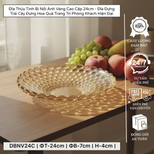 Đĩa Thủy Tinh Bi Nổi Ngọc Trai Cao Cấp 24cm - Đĩa Đựng Trái Cây Trang Trí Phòng Khách Hiện Đại