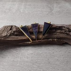 FUWO Wholesale Natural Colored Fluorite Pendant Golden Plated Long Triangle Crystal Accessory For Jewelry Making 5Pcs/Lot PD430