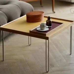 Sacesr Wooden Coffee Table Living Room Side Tables Kitchen Retro Square Movable Type Desk Household Luxury Organization Furniture Q9Z6P