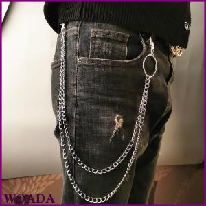 WOADA 1 2 3 lớp dài vành đai kim Loại chuỗi Rock Punk móc quần quần eo liên kết kim loại ví chuỗi Keychain Vòng Clip Keyring hiphop đồ trang sức